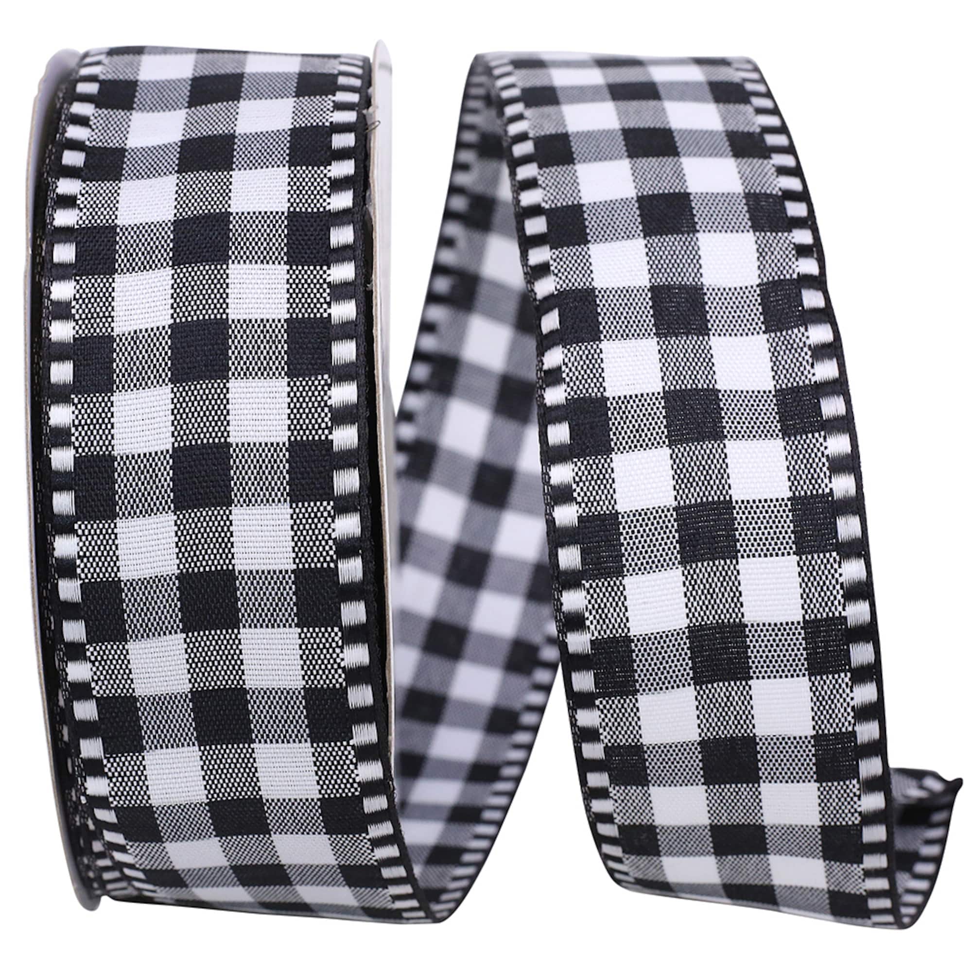 Reliant 1.5'' x 10yd. Wired Gingham Check Ticking Ribbon